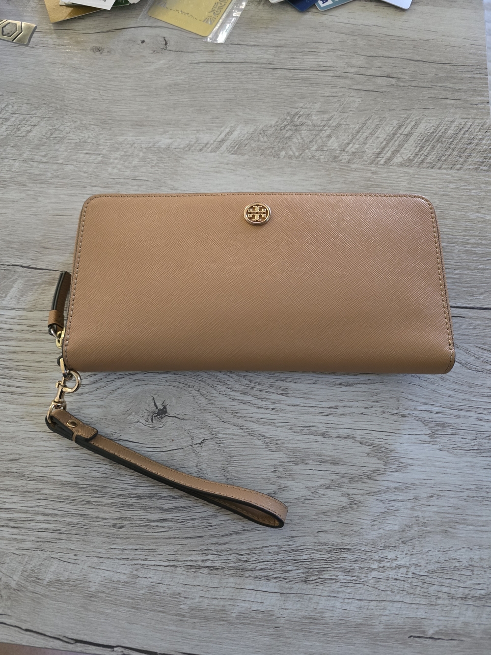 Tory Burch Tan Zip-Around Wristlet Wallet